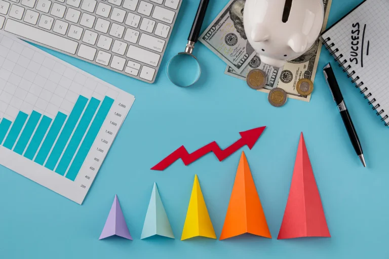 top-view-business-items-with-growth-chart-colored-cones